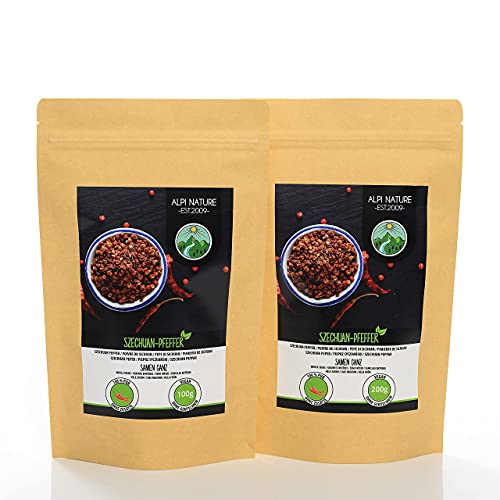 Pimienta de Sichuan entera (200g), pimienta de Sichuan 100% natural, granos de pimienta de Sichuan sin aditivos, pimienta Timut vegana