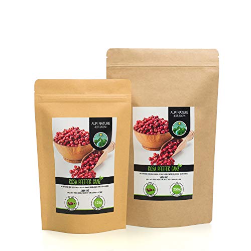 Pimienta rosa (250g), entera, pimienta rosa 100% natural, especia sin aditivos, vegana, pimienta rosa