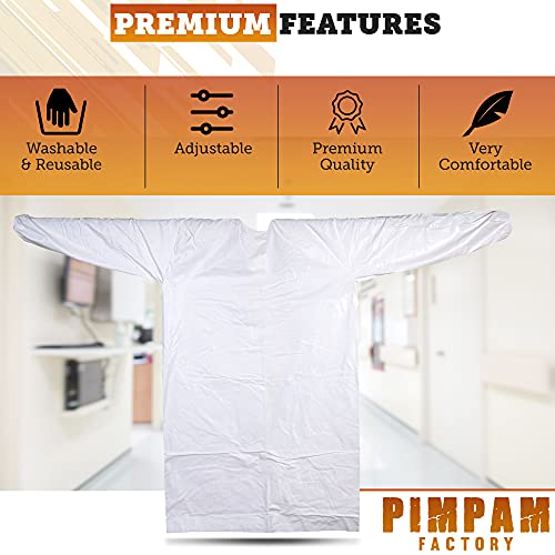 PimPam Factory - Pack de 6 Bata Sanitaria Reutilizable | Fabricado en España | Impermeable y Transpirable | Puños Ajustables | Lavable y Reutilizable | Talla Grande, Equivalente XL