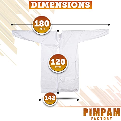 PimPam Factory - Pack de 6 Bata Sanitaria Reutilizable | Fabricado en España | Impermeable y Transpirable | Puños Ajustables | Lavable y Reutilizable | Talla Grande, Equivalente XL