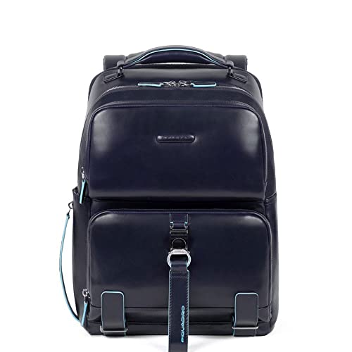 Piquadro Zaino in Pelle, Mochila Escolar Unisex Adulto, Blau_Dunkelblau, Blau, Talla única