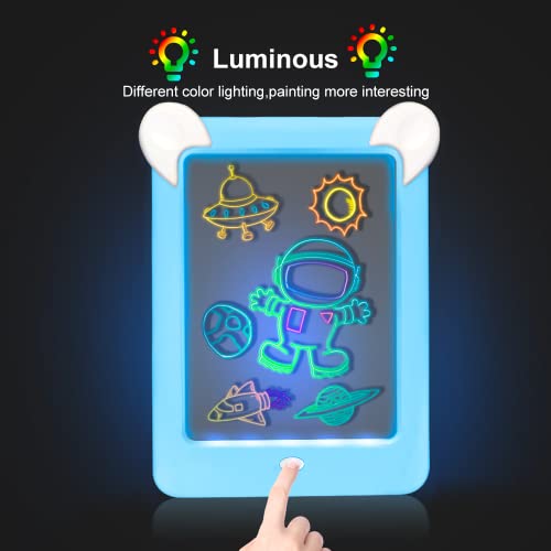 Pizarra Magica Juguete para Niños 2 3 4 5 6 años Tableta de Dibujo 3D Magico Iluminosa con Luce LED Juegos Educativo Infantil Creativo Regalo Juguete para Niños