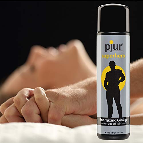 pjur superhero Energizing Glide - Lubricante estimulante con ginkgo - da potencia y estimula - para todos los hombres que desean más (100ml)