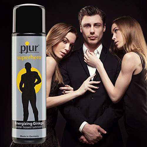 pjur superhero Energizing Glide - Lubricante estimulante con ginkgo - da potencia y estimula - para todos los hombres que desean más (100ml)