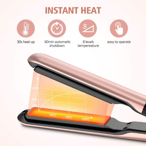 Plancha de Pelo, Plancha Rizadora Pelo Profesional Tenacillas de Pelo Ceramica, 8 Modos Ajustable Temperatura Rizador de Cabello Diseño Anti-Escaldado Tecnología PTC Calentamiento Rápido