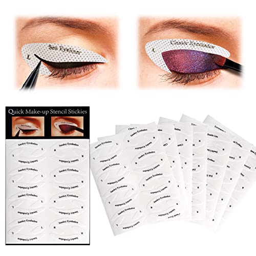 Plantilla para Delinear Ojos, Plantilla para Sombra de Ojos, 8Pcs Plantillas de Maquillaje para Ojos Pegatina, Cat Eyeliner Stencil Ojos Ahumados para Principiante