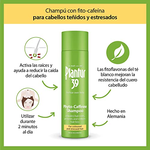 Plantur 39 Pack de Shampoo Cafeína 250 ml y Tonico 200 ml | Evita y Reduce la Caida Cabello Mujer | Para Pelo con Color y Dañado | Tratamiento Anticaida Cabello Mujer