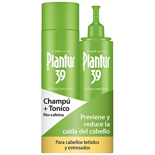 Plantur 39 Pack de Shampoo Cafeína 250 ml y Tonico 200 ml | Evita y Reduce la Caida Cabello Mujer | Para Pelo con Color y Dañado | Tratamiento Anticaida Cabello Mujer