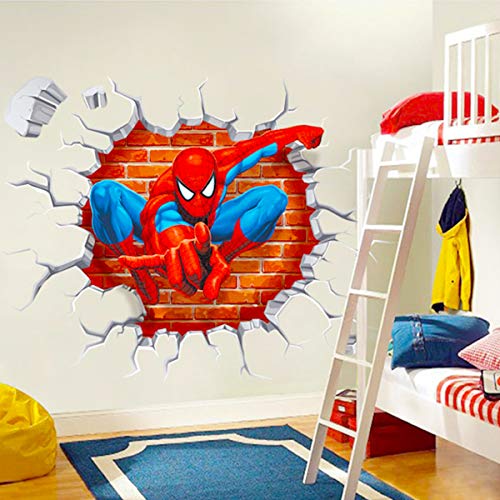 Polly Online 2PCS Pegatinas de Pared del Hombre araña Calcomanías de Spiderman Pegatinas de Pared 3D para la habitación de los niños