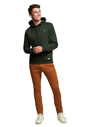 POLO CLUB Sudadera Orgánica Color Verde Militar con Capucha y Bolsillos Delanteros para Hombre