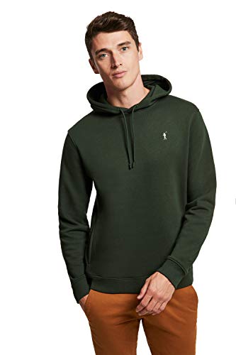 POLO CLUB Sudadera Orgánica Color Verde Militar con Capucha y Bolsillos Delanteros para Hombre