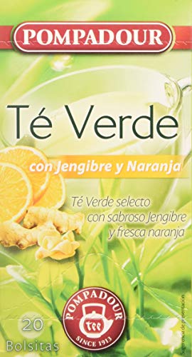 Pompadour Té Verde, Jengibre y Naranja, 20 Bolsitas