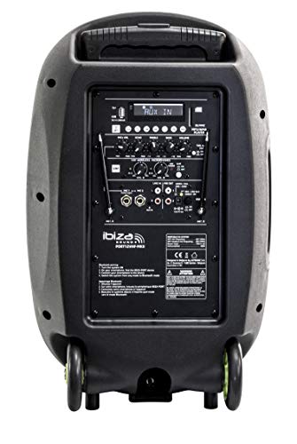 PORT12VHF-MKII - Ibiza Sound - Sistema de sonorización portátil autónomo 12” / 700W con USB-MP3, Bluetooth, Vox, 2 micros VHF, Negro