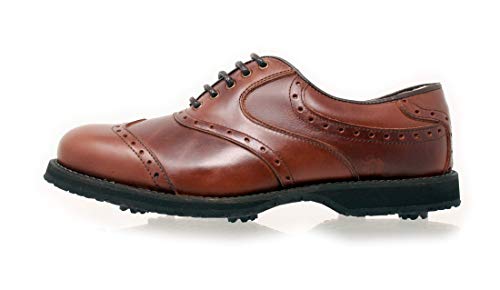 PORTMANN Zapatos de Golf Prime Club Para Hombre | Cuero Premium | Pure Drive Tec., Color Moc Brown, Talla 42