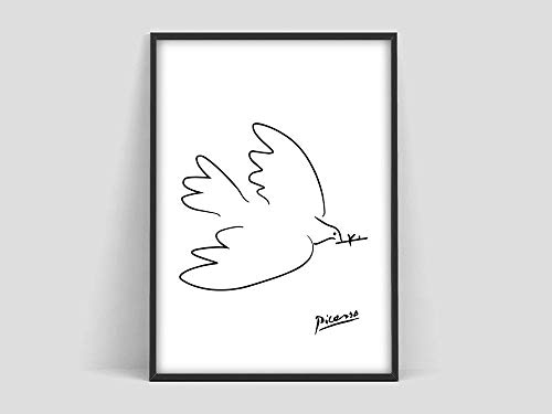 Póster de la paloma de Pablo Picasso, bosquejo de la paloma de Picasso, patrón de perro Picasso, arte minimalista, blanco y negro, galería de arte, pintura decorativa sin marco para el hogar C 30x40cm