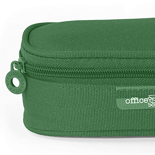 PracticOffice - Estuche Multiuso Megapak Oval para Material Escolar, Neceser de Viaje o Maquillaje. Medida 22 cm. Color Verde Oscuro