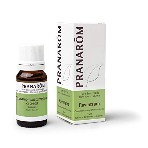 Pranarôm Aceite Esencial de Ravintsara 100% Puro y Natural, 100% Quimiotipado, Cinnamomum camphora qt cineol, Apoyo al sistema inmunitario, Purificador de ambiente, Equilibrio Emocional, 10 ml