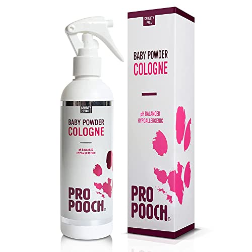 Pro Pooch. Perfume para perros, colonia en espray para perros con aroma a talco para bebé, corrector de olor para mascotas, hipoalergénico y vegano, desodorante fresco para tu perro, 250 ml