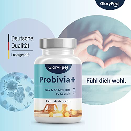 Probióticos Complex Probivia + Zinc - 60 mil millones UFC - 21 cepas bacterianas + Inulina y Zinc con Lactobacillus y Bifidobacterium - Probado en laboratorio, vegano y hecho en Alemania