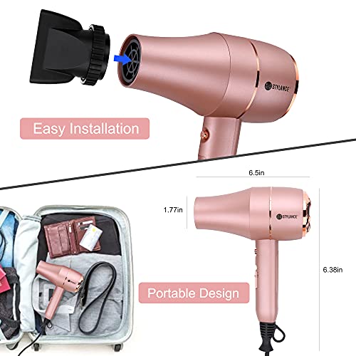 Profesional lonic Dry Secador de pelo con Tecnología Aeroprecis,3 velocidades 1 botón Frío 2000W, Potente Motor de AC,Secadores de Pelo para Mujeres y Hombres (Oro Rosa)