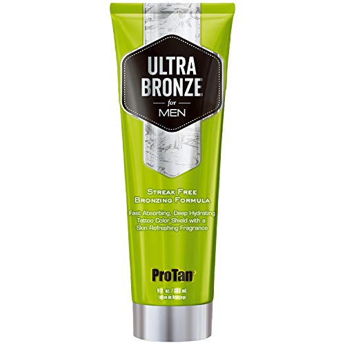 ProTan para hombres Ultra Bronze sin rayas, bronceador natural con protección para tatuajes, 9 oz