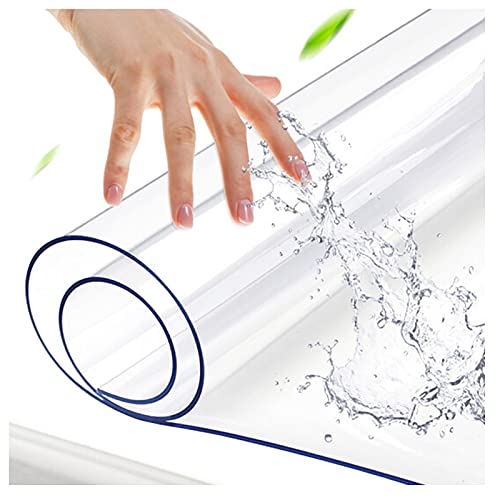 Protector de Mesa Impermeable Transparente,Mantel Rectangular de PVC Vidrio Blando Película Protectora para Muebles Impermeable y fácil de Limpiar Grosor 1mm/1.5mm/2 mm de Grosor(Color:2.0mm,Size: 1