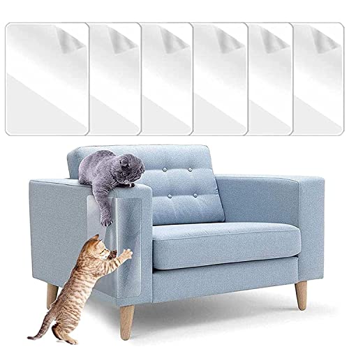 Protector de Muebles Gatos, 6 Piezas Muebles Protección, Transparente Autoadhesivas Contra Arañazos Gato Protector, Protector Arañazos Sofá, Protector de Muebles para Sofá, Alfombra, Puertas (A)