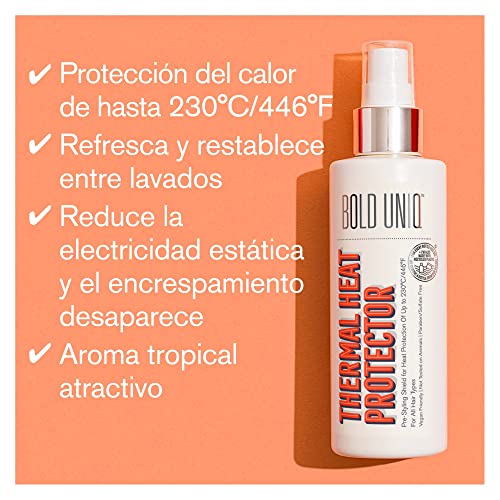 Protector Térmico Cabello - Spray Protector de Calor - Tratamiento Capilar Térmico para Cabello Seco y Rizado del Encrespamiento - Aprobado por Peta, Vegano y Sin Crueldad, Sulfatos ni Parabenos