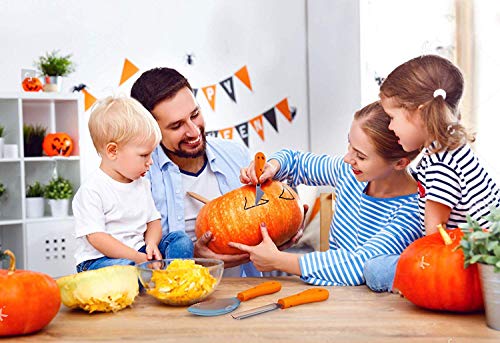 Ptsaying Set de Calabaza Tallado de Halloween, Calabazas Decoración, Talla Herramienta Calabaza Bricolaje para Acero Inoxidable Tallar Calabazas Cuchillo (7 pcs)