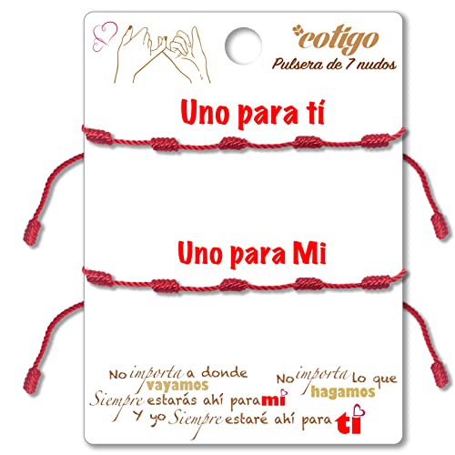 Pulsera 7 Nudos de Hilo Rojo de Destino-para Suerte,Amistad,Tibetana y Amuleto-Pulsera Kabbalah de Cordón para Parejas amor-Ajustable-Protección Mal de Ojo,Hombre y Mujer(7 Nudos,Pulsera Kabbalah)