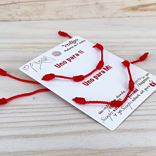 Pulsera 7 Nudos de Hilo Rojo de Destino-para Suerte,Amistad,Tibetana y Amuleto-Pulsera Kabbalah de Cordón para Parejas amor-Ajustable-Protección Mal de Ojo,Hombre y Mujer(7 Nudos,Pulsera Kabbalah)