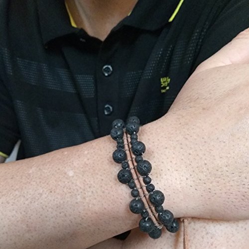 Pulsera Artesanal a Medida en Piedra de Lava y Cuero Natural para Mujer y Hombre