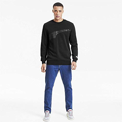 Puma Avenir Graphic Crew Sudadera, Hombre, Black, M