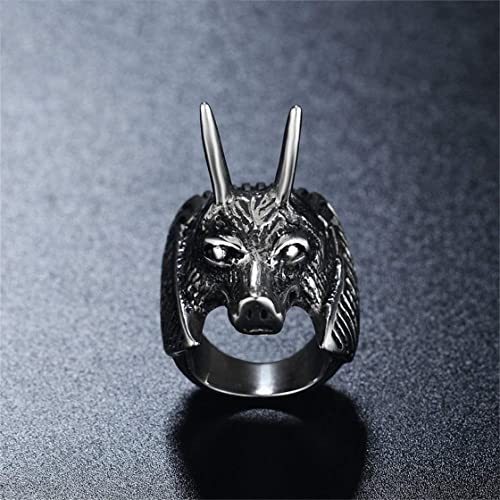 Punk Retro Hombres Prairie Wolf Anillo de Acero de Titanio Joyas Personalizadas, tamaño Plateado NZ