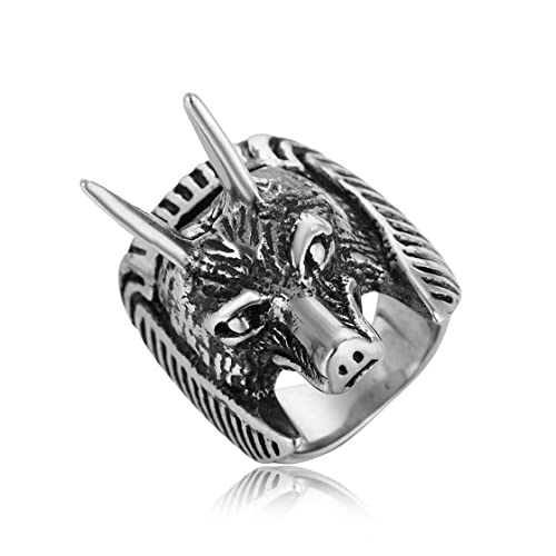 Punk Retro Hombres Prairie Wolf Anillo de Acero de Titanio Joyas Personalizadas, tamaño Plateado NZ