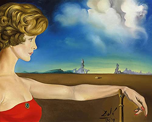 QERFSZD Pintura por Números Pintura para Adultos Mundialmente Famosa Pintura Lienzo Kit DIY Pintura Al Óleo para Principiantes 40X50cm Sin Marco Salvador Dali Jeune Femme Dans Un Paysage