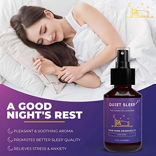 QuiteSleep Spray de Bruma Almohada con Aceite Esencial de Lavanda para Dormir - Spray Lavanda Dormir Almohada, Efecto Relajante para Dormir con Aromaterapia - Spray de Lavanda para Almohada, 100ml