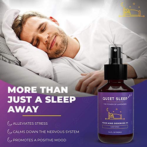 QuiteSleep Spray de Bruma Almohada con Aceite Esencial de Lavanda para Dormir - Spray Lavanda Dormir Almohada, Efecto Relajante para Dormir con Aromaterapia - Spray de Lavanda para Almohada, 100ml