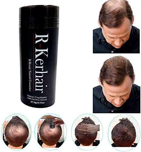 R-Kerhair Fibras Capilares Densificadoras de Keratina 100% Natural - Aplicador y Fijador Opcionales (Negro)