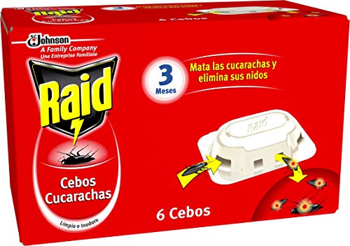 Raid ® Cebos - Trampas anticucarachas. Elimina cucarachas, nidos y huevos. Incluye 6 cebos