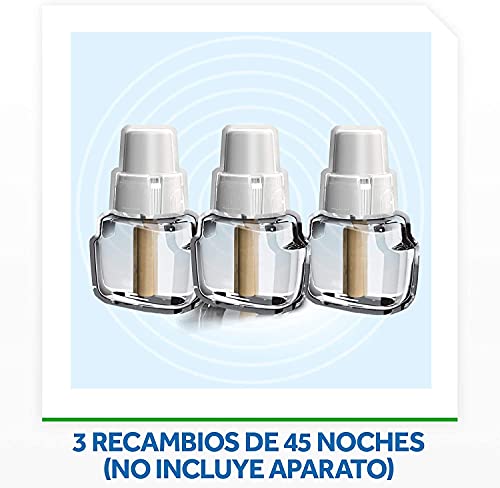 Raid ® Pack de 2+1 Recambios Eléctrico Líquido 45 noches, Pack de 2Uds - Cargadores para aparato enchufe anti mosquitos comunes y tigre Raid Eléctrico Líquido, Hasta 270 noches de protección