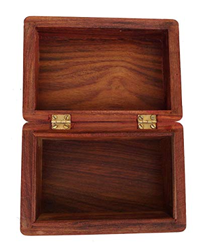 Rastogi Handicrafts Caja de madera tallada para joyería hecha a mano india, perfecta para pequeñas joyas,