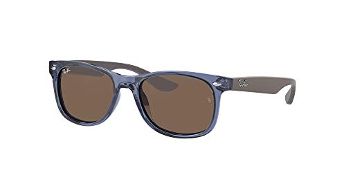 Ray-Ban Gafas de sol unisex Rj9052s New Wayfarer, azul transparente, talla infantil (junior)