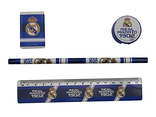 Real Madrid Portatodo con Material Escolar Estuches portaflautas, Unisex niños, Blanco, Estándar