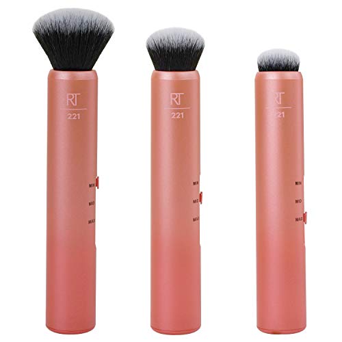 REAL TECHNIQUES 1899M Brocha De Maquillaje 3-in-1, Tres Posiciones Para Tres Aplicaciones Diferentes, Ideal Para Maquillaje Y Corrector, One size