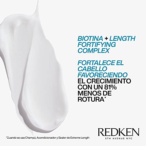 Redken | Acondicionador Fortalecedor con Biotina Para Cabello Dañado y Quebradizo, Extreme Length, 300 ml