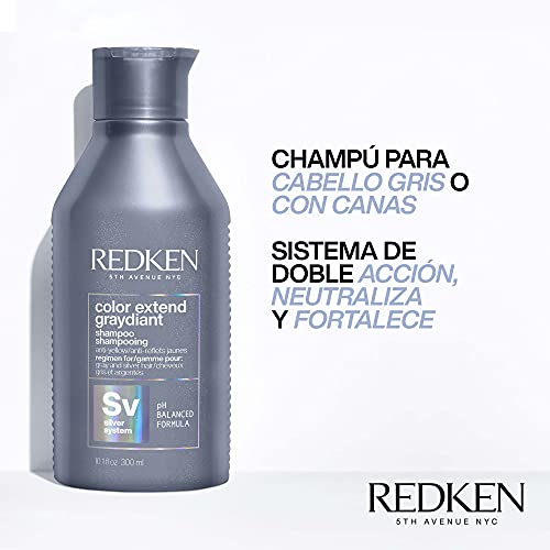 Redken | Champú Neutralizador Para Cabello Gris o Con Canas, Color Extend Gradiant, 300 ml