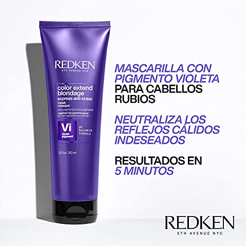 REDKEN Mascarilla Blondage Expbrass Para Cabello Rubio, 250 Ml, Violeta