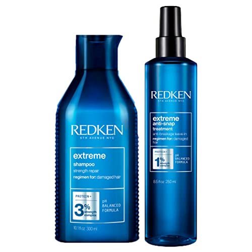 Redken | Pack Champú + Tratamiento Sin Aclarado para Cabello Dañado, Champú Extreme 300 ml, Tratamiento Extreme Anti-Snap 250 ml