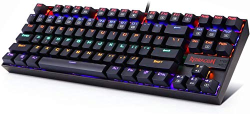 Redragon K552 Rainbow KUMARA Teclado Mecánico Gaming TKL para Windows PC, Switch Red, Interruptores Rojos, Reforzado, Retroiluminado Rainbow Multicolor, Distribución Española - Negro